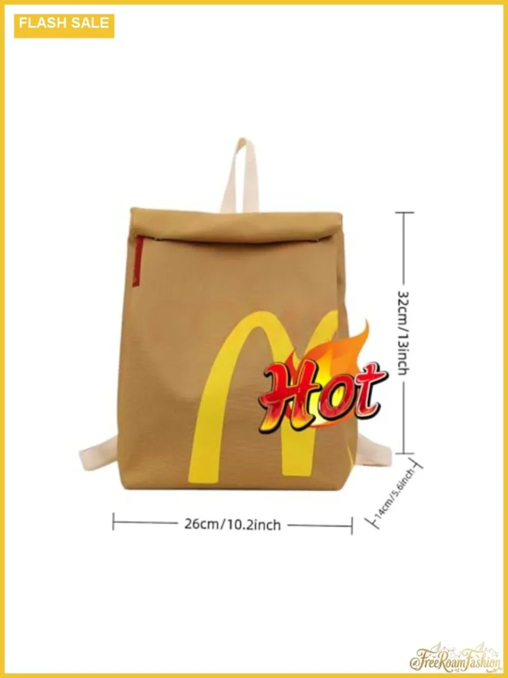 Retro Paper Bag Pattern Lightweight Nylon Travel Backpack for Women